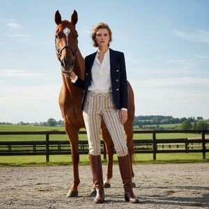 Equestrian tan striped Capri pants size small?